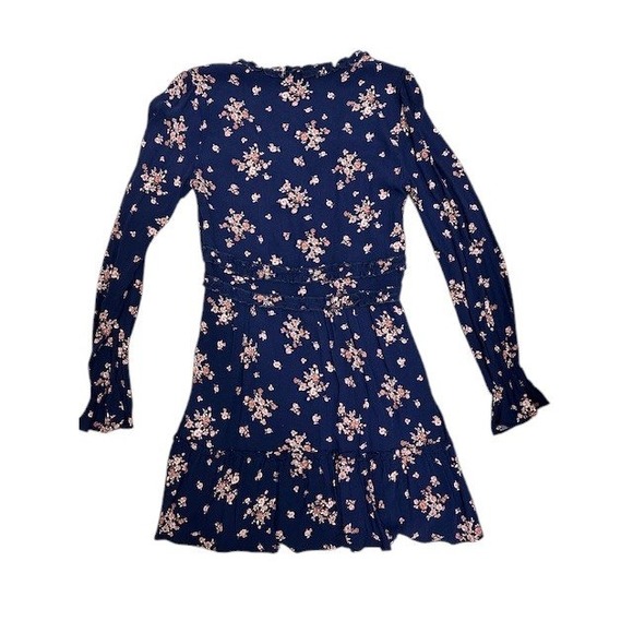 NWT ALTAR'D State‎ Pyper Navy Floral Ruffle V Neck Long Sleeve Mini Dress Medium - Picture 12 of 15